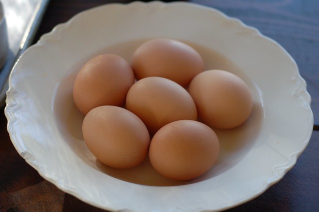 A bowl of pasture-raised eggs await their fate...