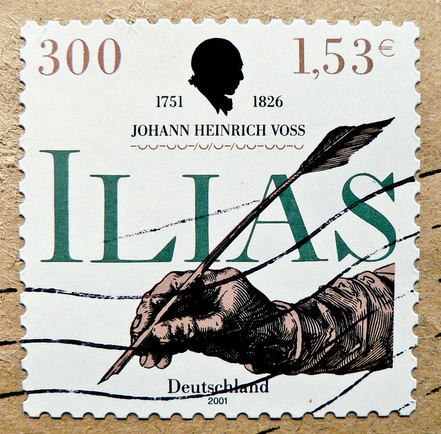 beautiful stamp germany 300pf. 153c postes lyric homer ilias heinrich voss 1751-1826