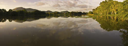 reflection water clouds sunrise river landscape sony australia panoramic queensland alpha townsville a700 rossriver