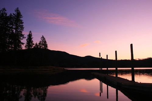sunset reflection dock washingtonstate alderlake
