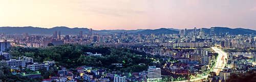 city panorama film night analog sunrise dawn cityscape kodak large 8x10 seoul metropolis format southkorea p2 sinar 800mm schneiderkreuznach lightstream republicofkorea e100g 12800 apotelexenar