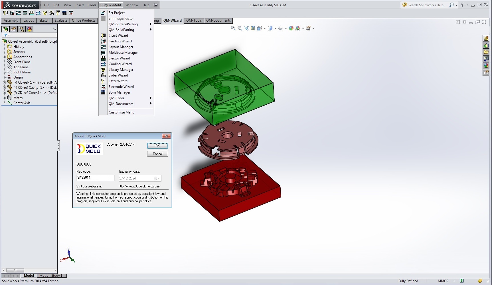 design mold with 3DQuickMold 2014 SP2.0 for SolidWorks 2011-2015 full