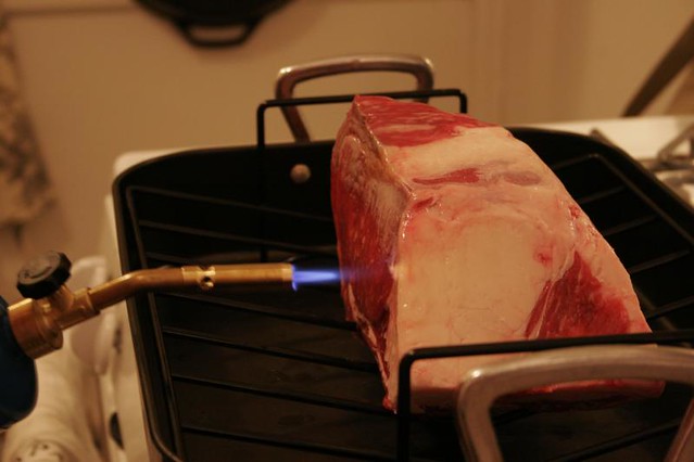 Searing with a blowtorch