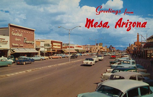 arizona vintage mainstreet postcard mesa cityview