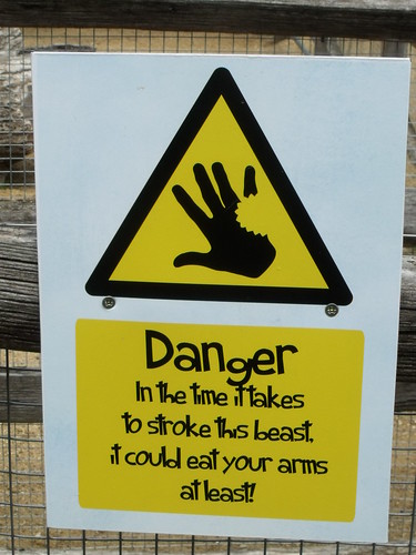 London Zoo - Animal Adventure - Donkeys - Danger sign