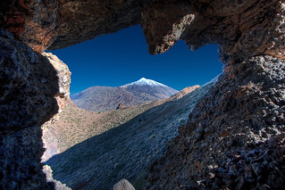 Mt. Teide through rock archway