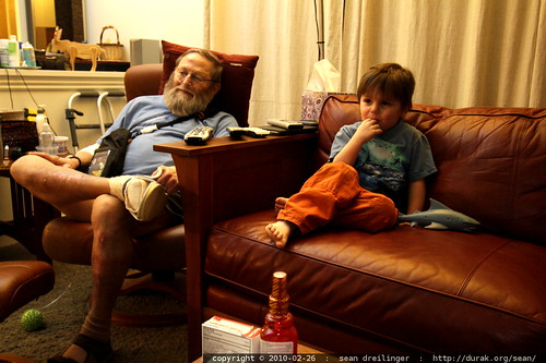 chips watching tv with his youngest grandson
