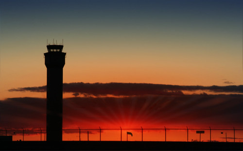 sunset sunrays windsock aircontroltower spokaneinternationalairport canoneosxt
