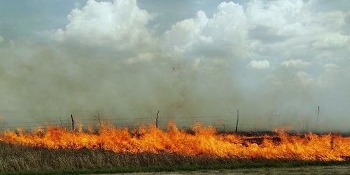 grass fire burn kansas prairie