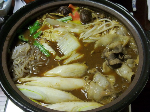 Brawn cooked with miso and vegitables (botan nabe)