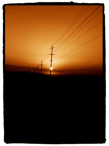 sun sunrise drive driving power pole iphone