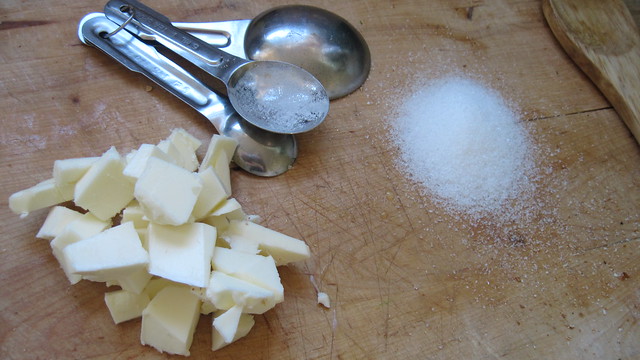 Butter. Salt. Measuring spoons.