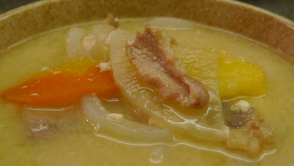 pork-miso soup, with sweet potato for extra happiness