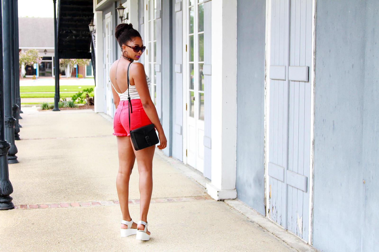 how to wear red shorts, candace Hampton