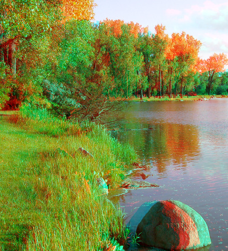 park lake stereoscopic stereophoto 3d anaglyph iowa cherokee redcyan 3dimages 3dphotos 3dpictures stereopicture