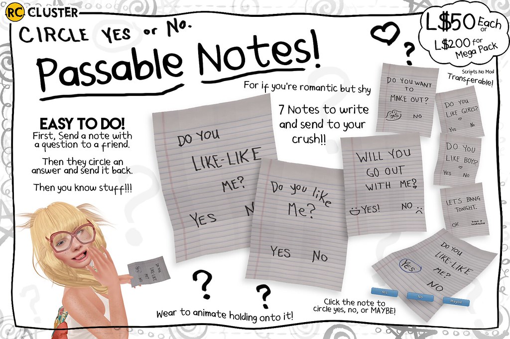 -RC- Circle Yes or No.... Passable Notes! - SecondLifeHub.com