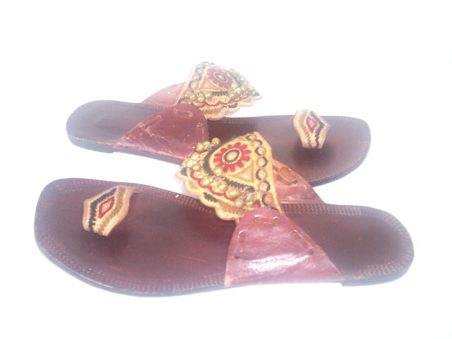 India leather embroidered toe post ethnic exotic sandals | Flickr ...