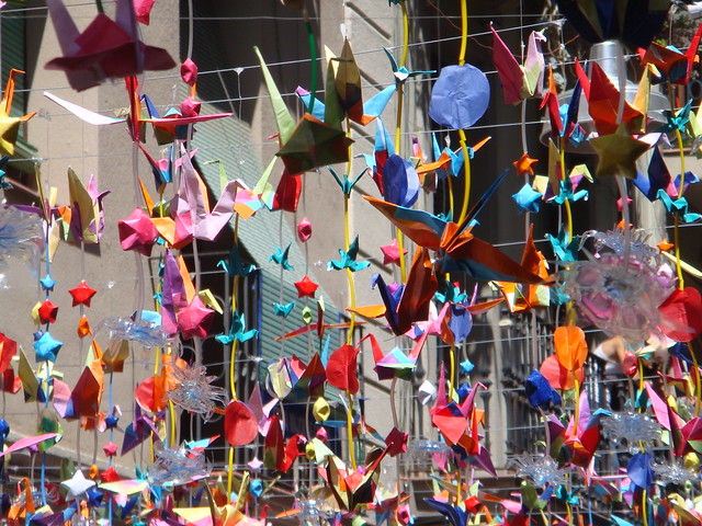 Multi-coloured, Recycled Decorations at the Fiesta de Gracia, Barcelona