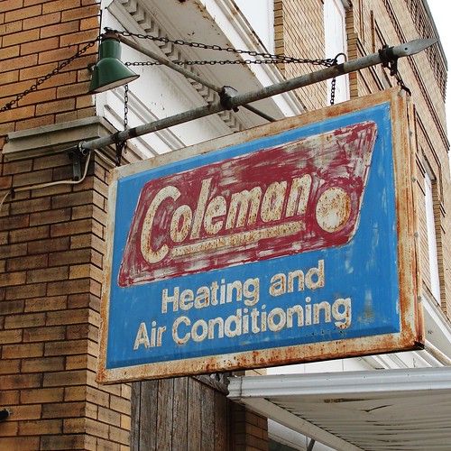old sign vintage illinois mendon rusty coleman roadside heating airconditioning