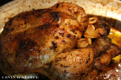Roast Chicken Stuffed with Garlic and Basil