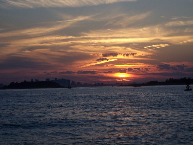 sunset over boston