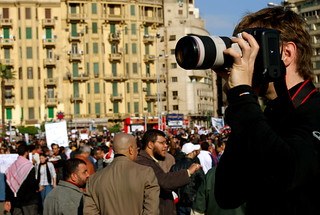 International journalists covering the revolution