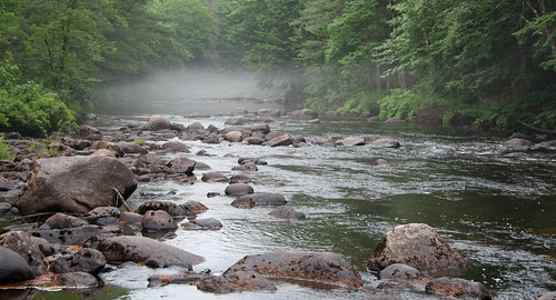 trees mist river rocks stream harrison maine sigma twinbridges eos400d