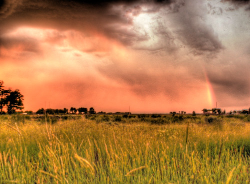 pink sunset orange cloud white grass rain clouds oregon rainbow wolf burns lightning thunder hdr