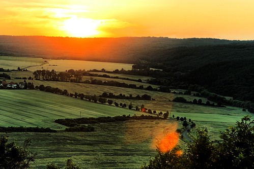 sunset summer sun sunlight landscape countryside scenery lensflare land