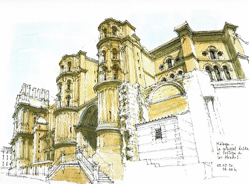 architecture sketch spain cathedral drawing perspective catedral andalucia andalusia dibujo malaga málaga urbansketchers