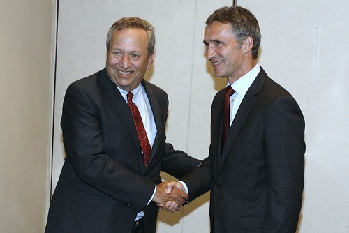 Stoltenberg with Lawrence Summers
