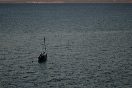 sunset seascape sailboat ketch saintquay
