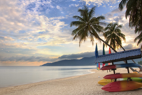 morning beach sunrise island malaysia tioman hdr