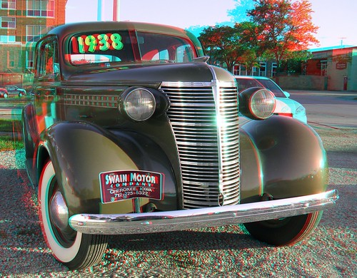 car stereoscopic stereophoto 3d automobile antique iowa chevy cherokee anaglyphs redcyan 3dimages 3dphoto 3dphotos 3dpictures stereopicture 38chevy