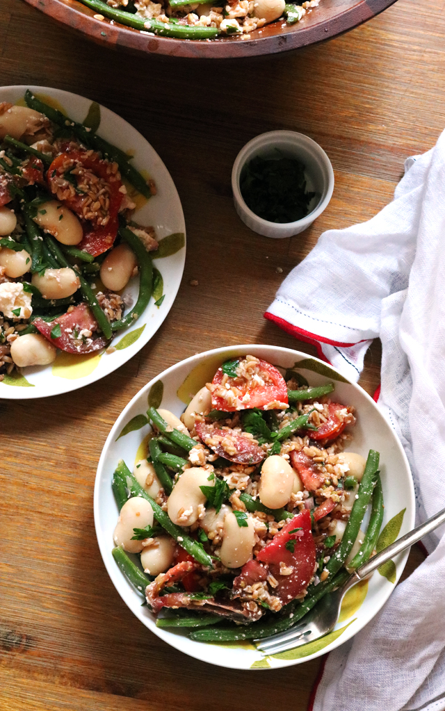 Summer Grain Salad with Heirloom Tomatoes, Green Beans, and Feta