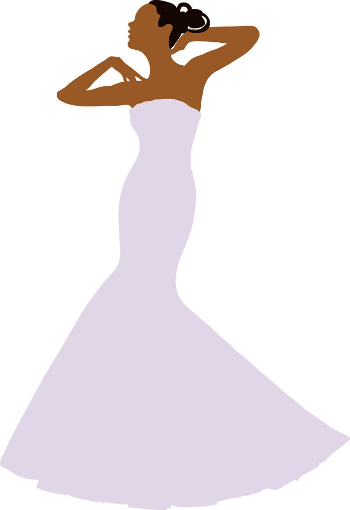  Clip Art  Illustration of a Spring Bride in a Strapless 
