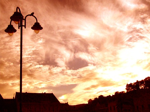 city sunset bird lamp clouds square evening pigeon romania brasov outstandingromanianphotographers