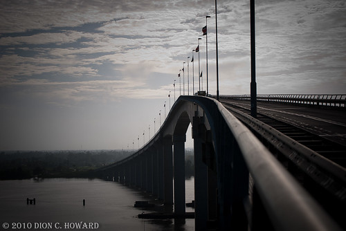 bridge sunrise river nikon flag suriname commewijne d3000