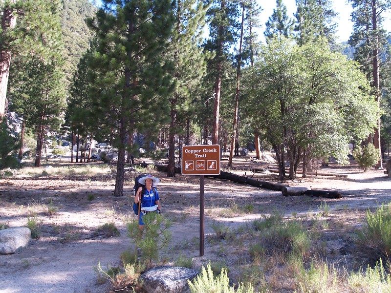 Trailhead sign on the Copper Creek Trail out of Roads End, Kings Canyon National Park