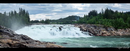 panorama norway norge waterfall salmon laksfossen vefsna