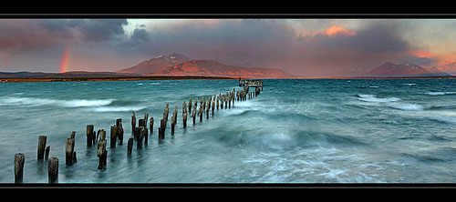 chile panorama patagonia storm mountains nature water sunrise landscape puerto rainbow wind jetty fjord esperanza ultima natales seno