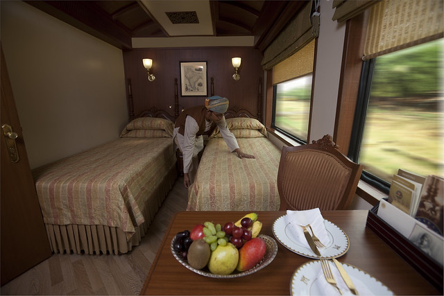 Bedroom with Twin Beds on a Luxury Train