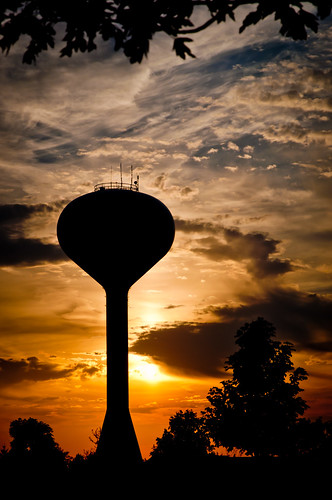 sunset silhouette illinois watertower algonquin topic