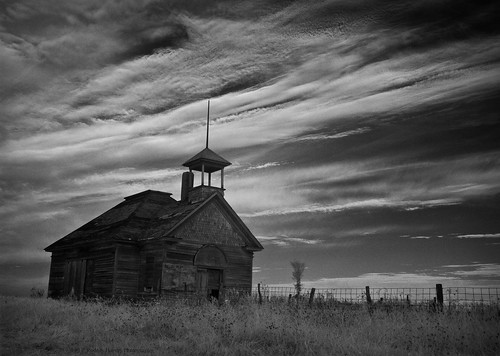 abandoned rural dawn blackwhite decay iowa infrared schoolhouse oneroom