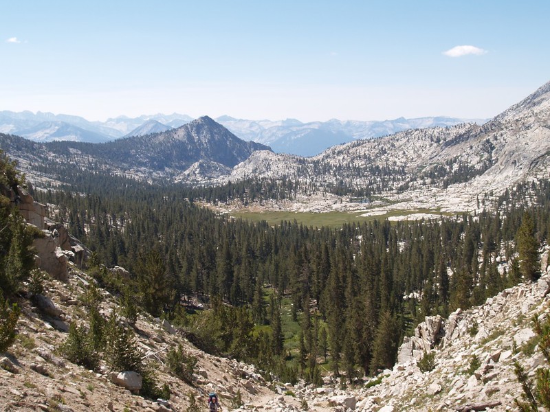 Looking south into Granite Basin while climbing the trail up the steep switchbacks to Granite Pass.