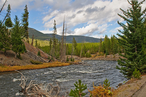 travel blue autumn trees usa green nature water clouds river landscape geotagged nikon yellowstonenationalpark yellowstone wyoming ynp d300 fireholeriver 2470mmf28g