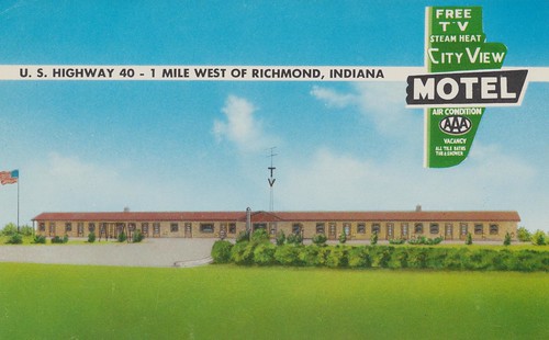city vintage view postcard indiana motel richmond