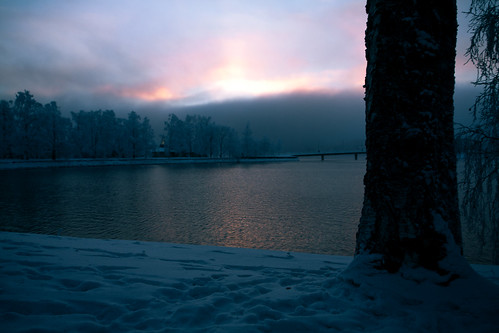 bridge winter lake snow fog sweden afternoonsun jämtland östersund storsjön tamron18200mm canoneos450d