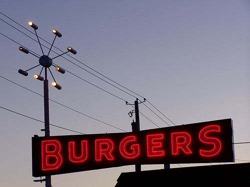 sunset signs night washington neon hamburger googie atom ellensburg