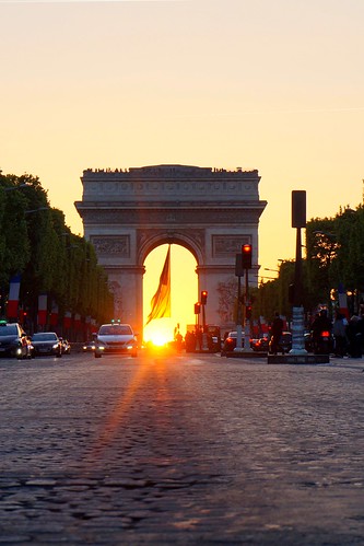 paris monument arcdetriomphe sunset